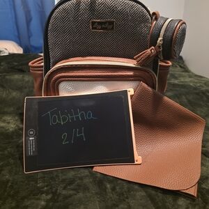 Itzy Ritzy Herringbone Backpack - Black and Brown